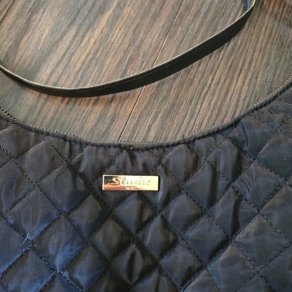 STUDIO NYC Black Quilted Crescent-Shaped Crossbody Bag NWOT - Picture 4 of 5